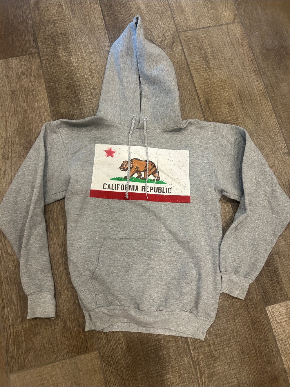 Port and Company Gray Crewneck Hoodie with California Republic Graphic